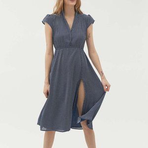 UO Tempo Crepe Cap Sleeve Midi Dress